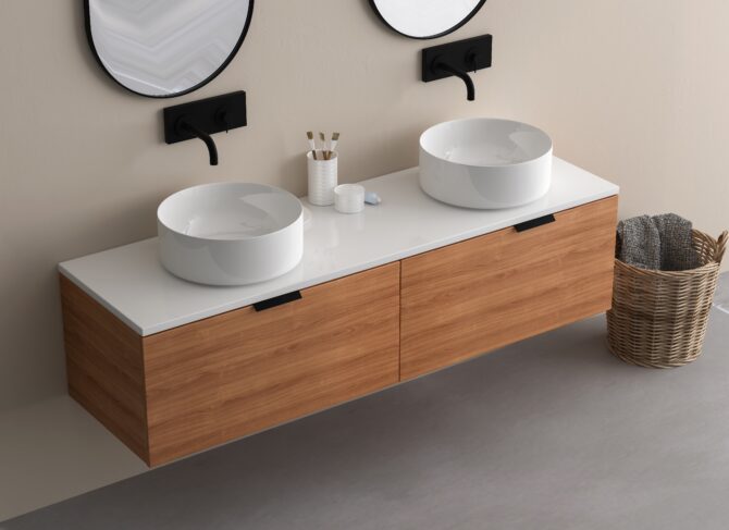 Wooden vanity counter